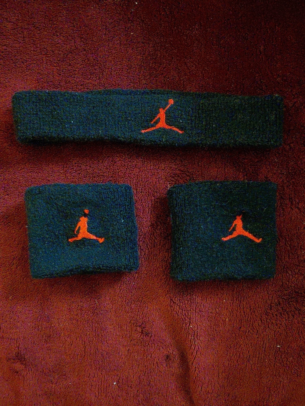 Jordan Black Knit Headband and Wristbands with Red Jumpman